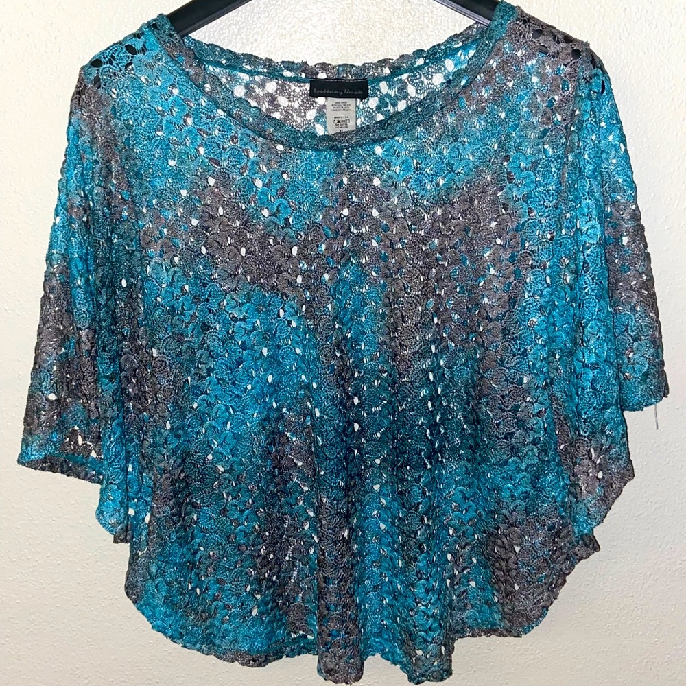 Brittany Black blue and grey poncho style cover up